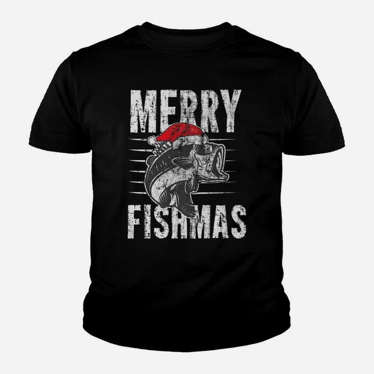 Merry Fishmas Funny Christmas Fishing Distressed Gift Youth T-shirt
