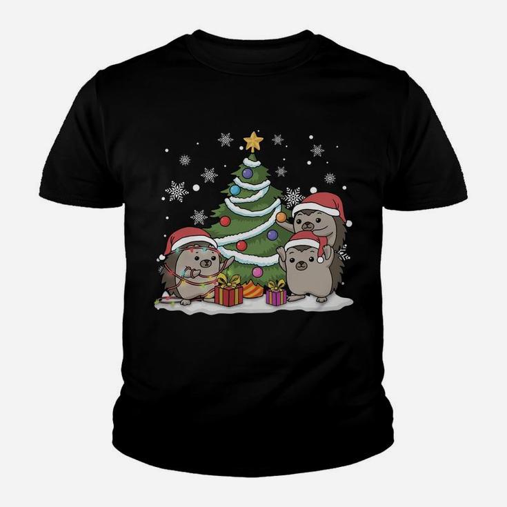 Merry Hedgemas Funny Three Santa Hedgehog Christmas Sweater Sweatshirt Youth T-shirt