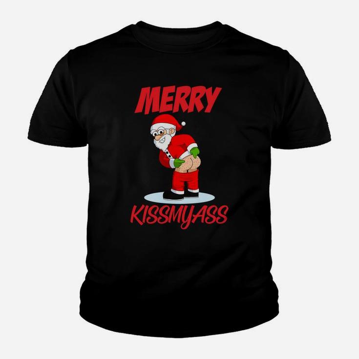 Merry Kissmyass Christmas Rebel Funny Santa Claus Xmas Sweatshirt Youth T-shirt