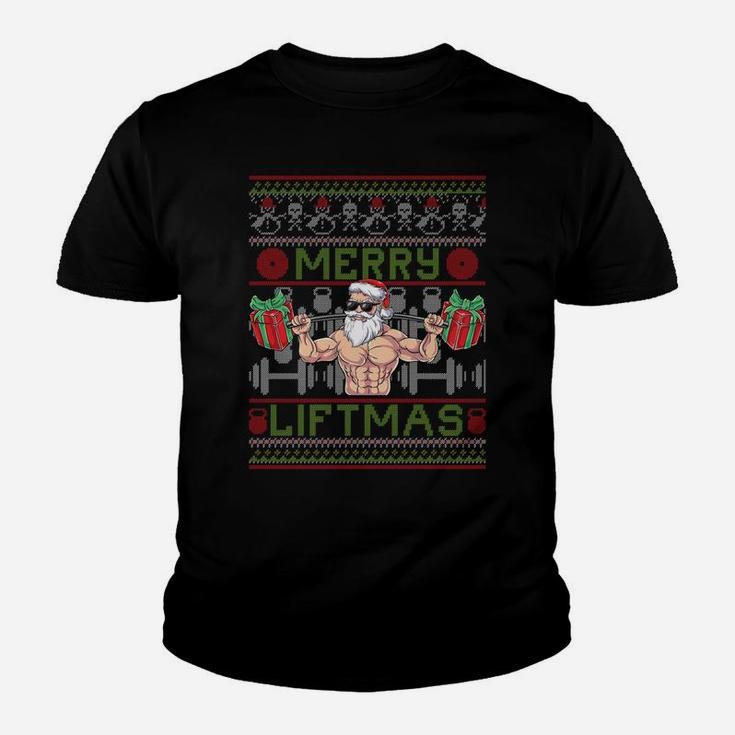 Merry Liftmas Fitness Xmas Santa Ugly Christmas Bodybuilder Sweatshirt Youth T-shirt