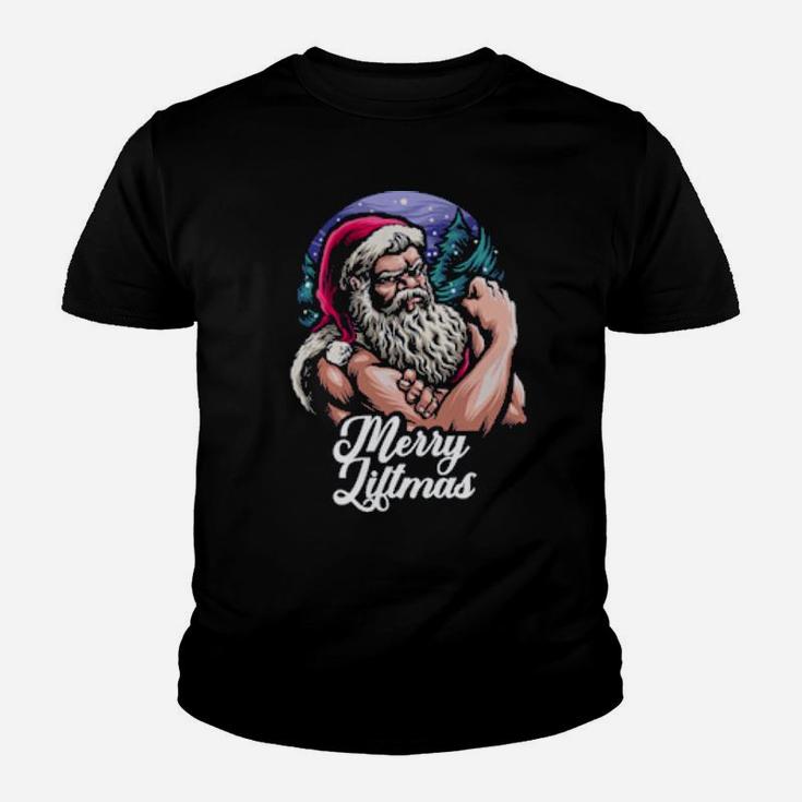 Merry Liftmas Ugly Xmas Gym Bodybuilder Fitness Bench Press Youth T-shirt