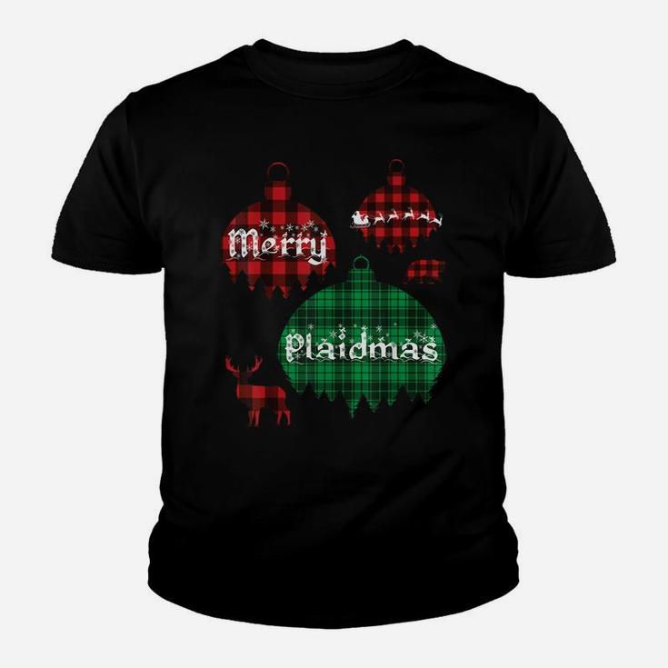 Merry Plaidmas Funny Christmas Plaid Pajamas Gift Youth T-shirt