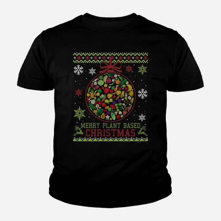 Merry Plant Based Christmas Vegan Xmas Gift Ugly Sweater Sweatshirt Youth T-shirt