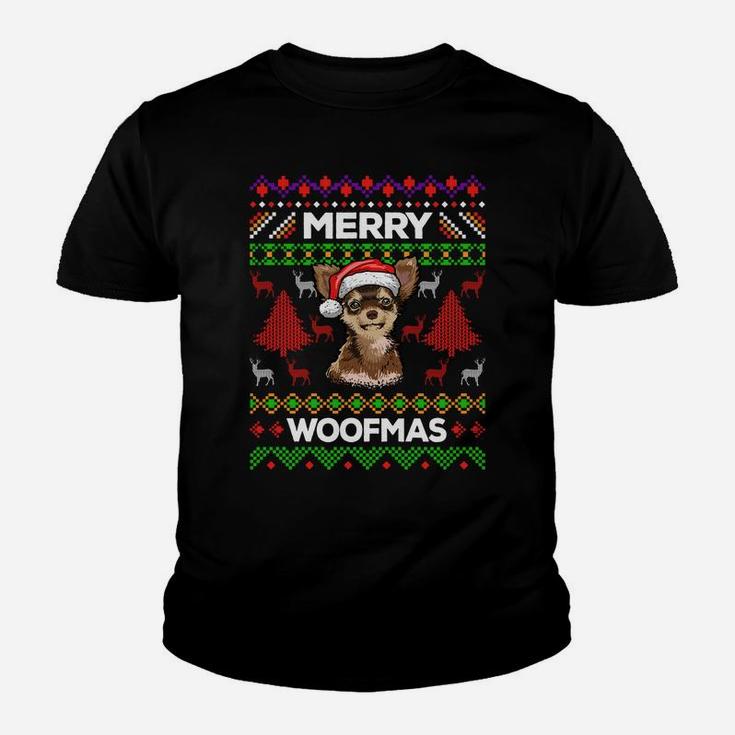 Merry Woofmas Ugly Sweater Christmas Chihuahua Lover Gift Sweatshirt Youth T-shirt