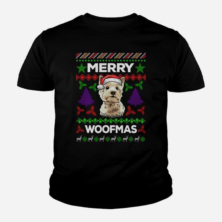 Merry Woofmas Ugly Sweater Christmas West Highland Terrier Sweatshirt Youth T-shirt