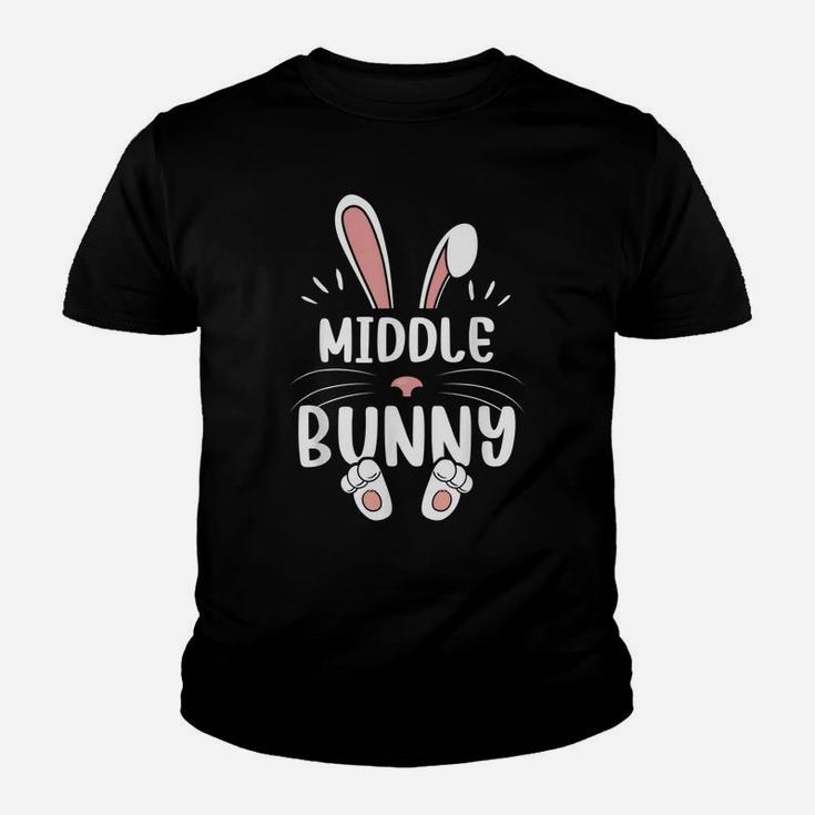 Middle Bunny Funny Matching Easter Bunny Egg Hunting Youth T-shirt