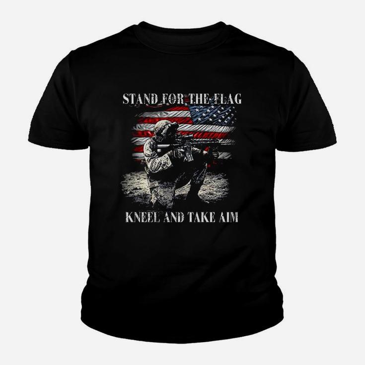 Military Stand For The Flag Kneel And Take Aim Youth T-shirt