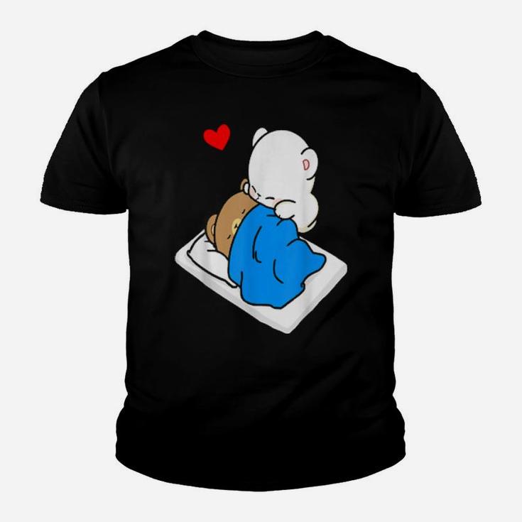 Milk Mocha Bear Always Kiss Me Goodnight Valentines Couples Youth T-shirt