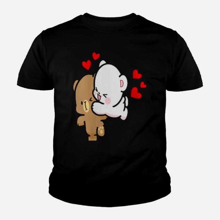 Milk Mocha Bear Leap Of Love Valentiness Couples Kiss Youth T-shirt