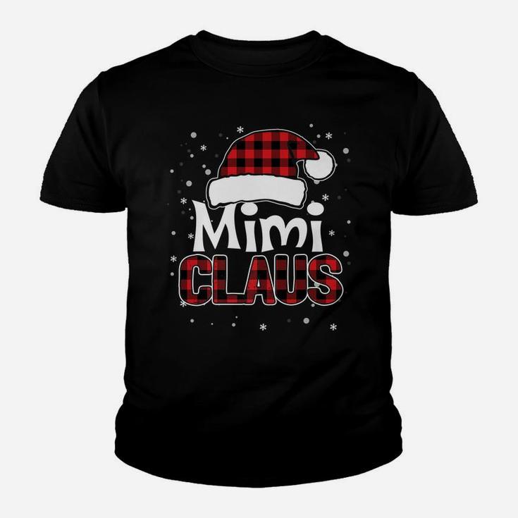 Mimi Claus Christmas Santa Hat Buffalo Plaid Matching Family Youth T-shirt