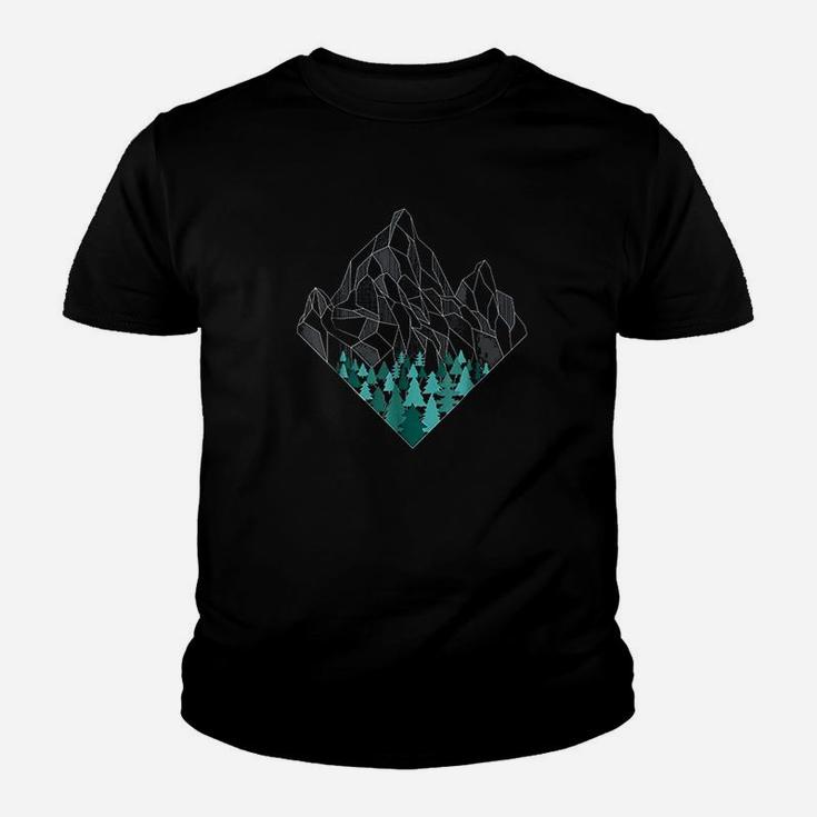 Minimal Mountains Geometry Outdoor Hiking Nature Youth T-shirt