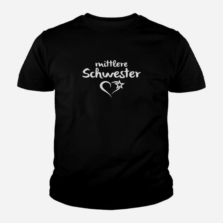 Mittlere Schwester Kinder Tshirt mit Herz und Stern Design, Liebevolles Motiv