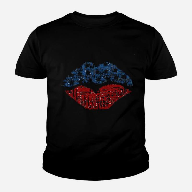 Mnlybaby American Flag Lips Youth T-shirt