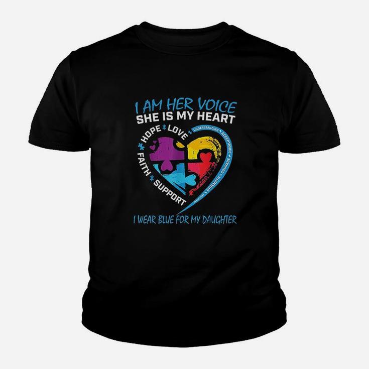 Mom Dad Puzzle I Wear Blue For My Daughter Awareness Youth T-shirt