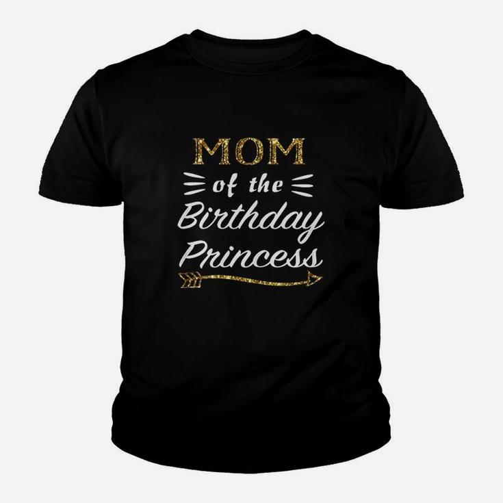 Mom Of The Birthday Princess Matching Family Gold Design Youth T-shirt