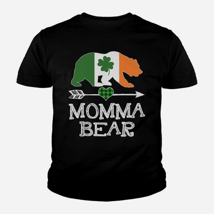Momma Bear St Patricks Day Irish Green Plaid Family Gift Youth T-shirt