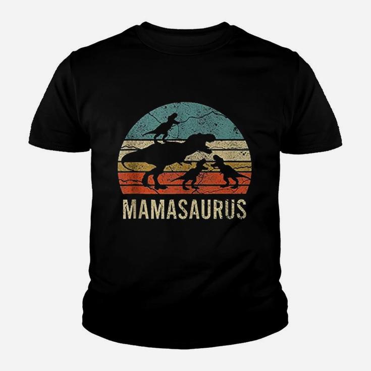 Mommy Mom Mama Dinosaur Funny 3 Three Kids Mamasaurus Gift Youth T-shirt