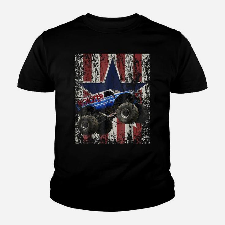 Monster Truck American Flag Extreme Distress Youth T-shirt