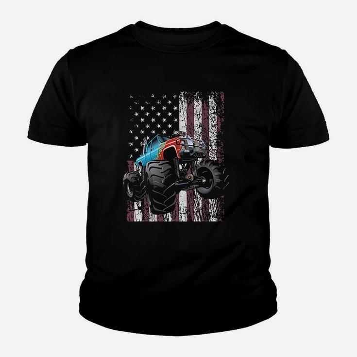Monster Truck American Flag Youth T-shirt