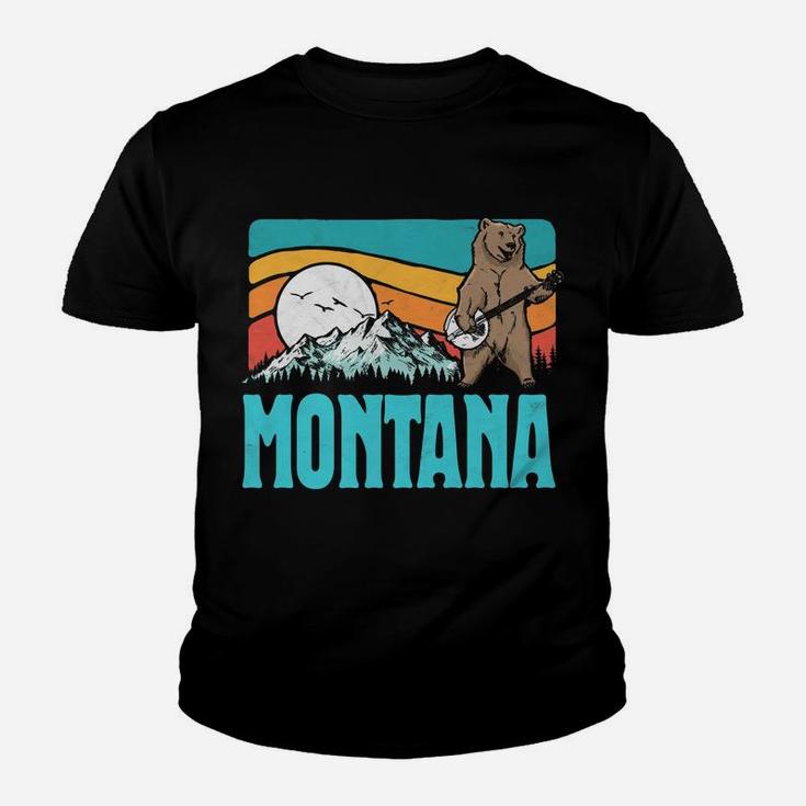 Montana Rocky Mountains Bluegrass Banjo Bear Funny Graphic Youth T-shirt