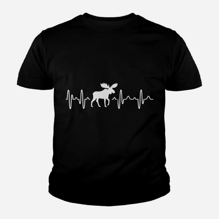 Moose Heartbeat For Moose Lovers Reindeer Stag Antler Youth T-shirt