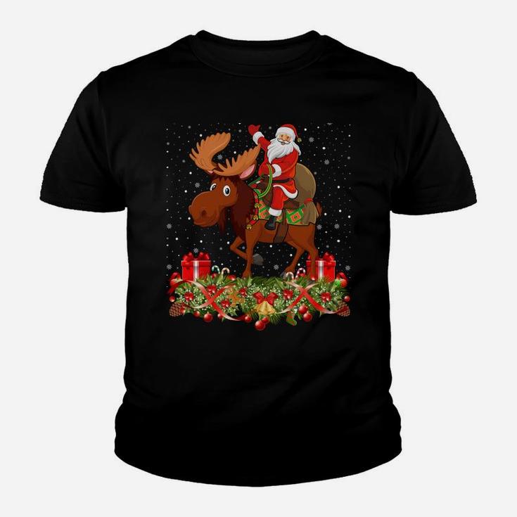 Moose Lover Xmas Gift Santa Riding Moose Christmas Sweatshirt Youth T-shirt