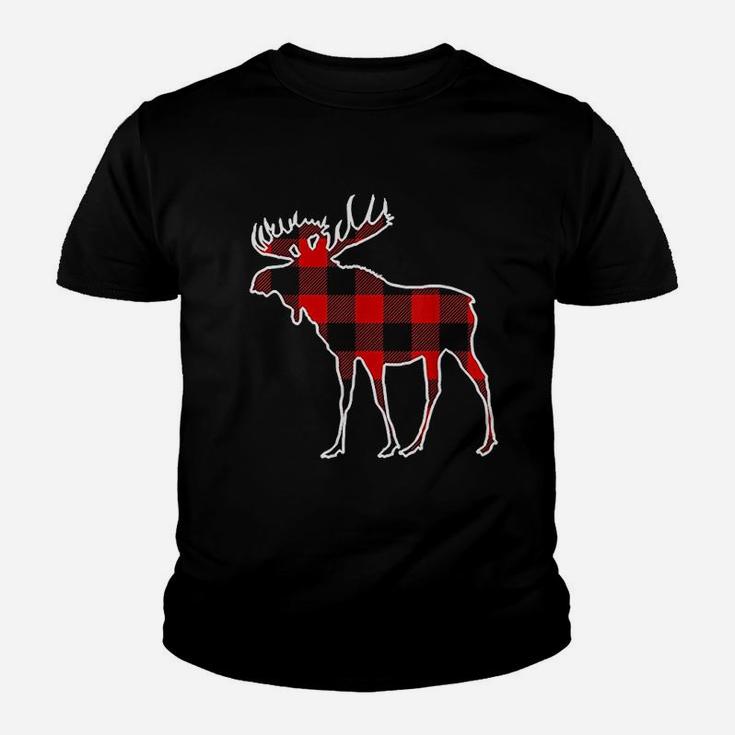 Moose Red Buffalo Plaid Deer Elk Matching Youth T-shirt