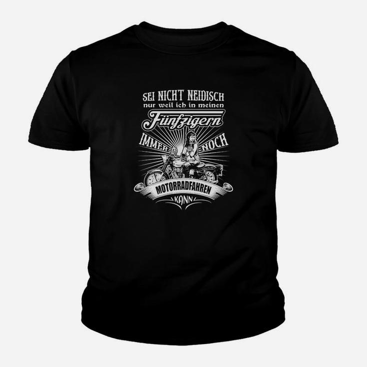 Motorradfahrer Spruch Kinder Tshirt, Immer auf Zwei Rädern Schwarzes Tee