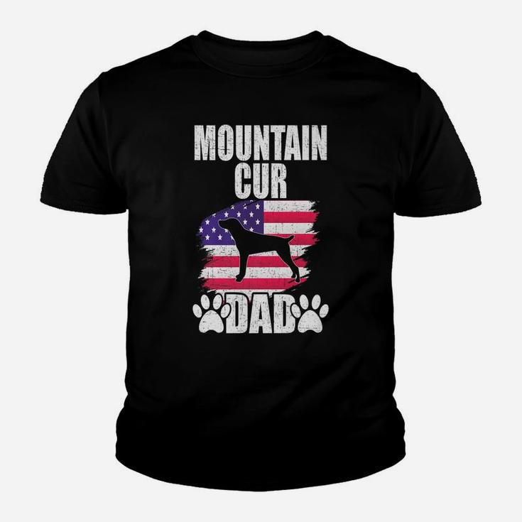 Mountain Cur Dad Dog Lover American Us Flag Youth T-shirt