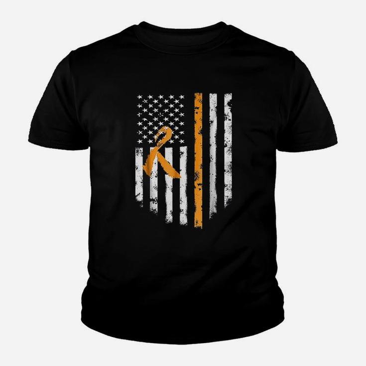 Multiple Sclerosis Awareness Ms Ribbon American Flag Youth T-shirt