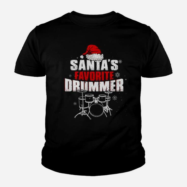 Music Lovers Santa's Favorite Drummer Youth T-shirt