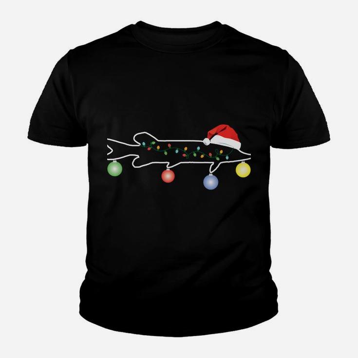 Muskie Fishing Christmas Santa Hat Musky Santa Gift Husband Youth T-shirt