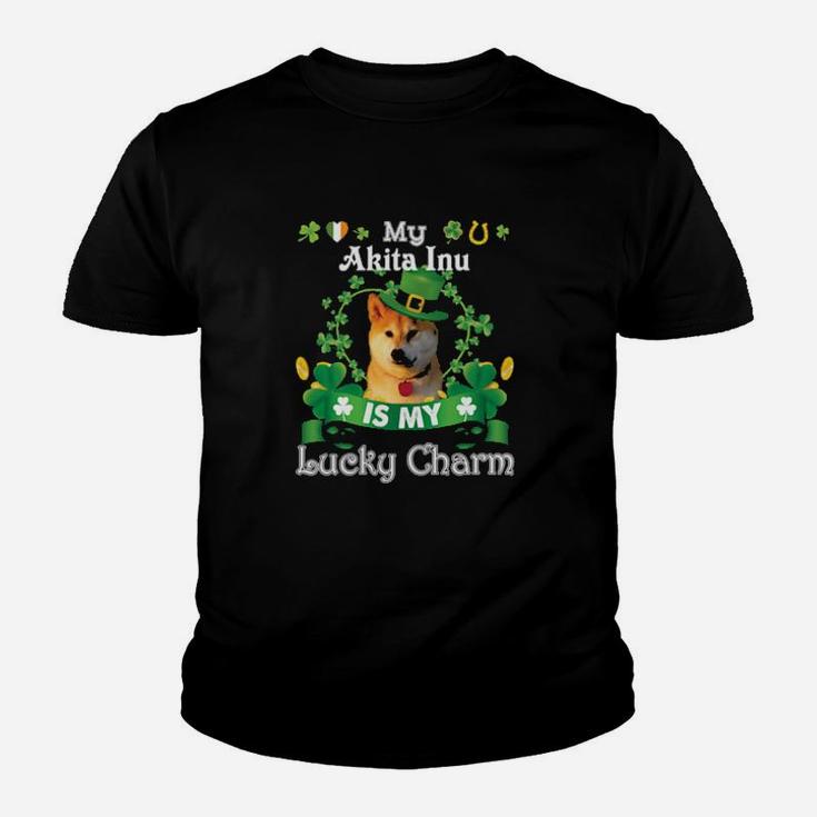 My Akita Inu Dog Is Lucky Charm Leprechaun St Patrick Day Youth T-shirt