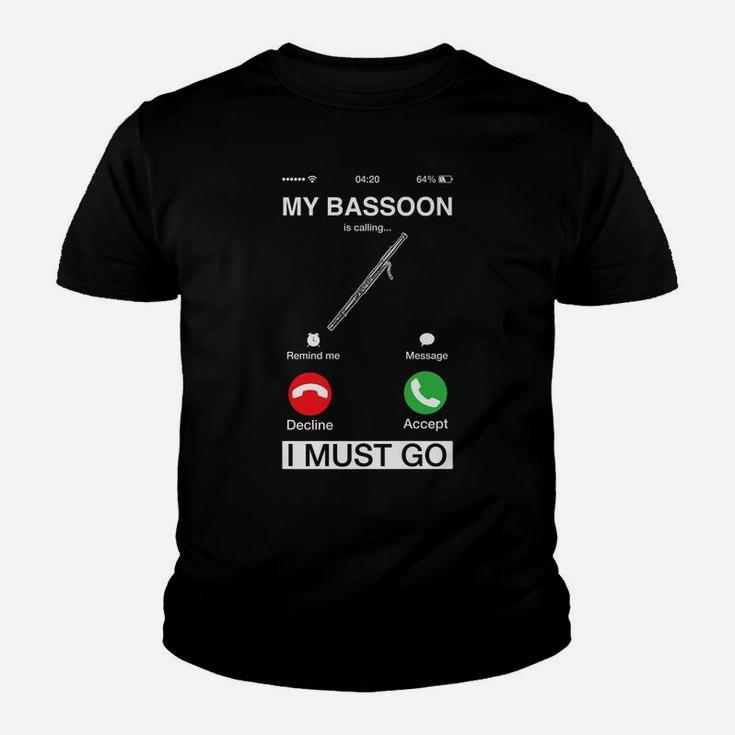 My Bassoon Is Calling And I Must Go Funny Phone Screen Humor Youth T-shirt