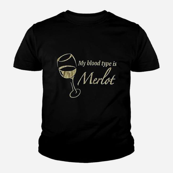 My Blood Type Is Merlot Funny Wine Youth T-shirt