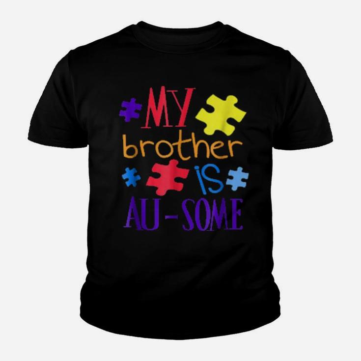 My Brother Is Ausome Autism Awareness Puzzle Youth T-shirt