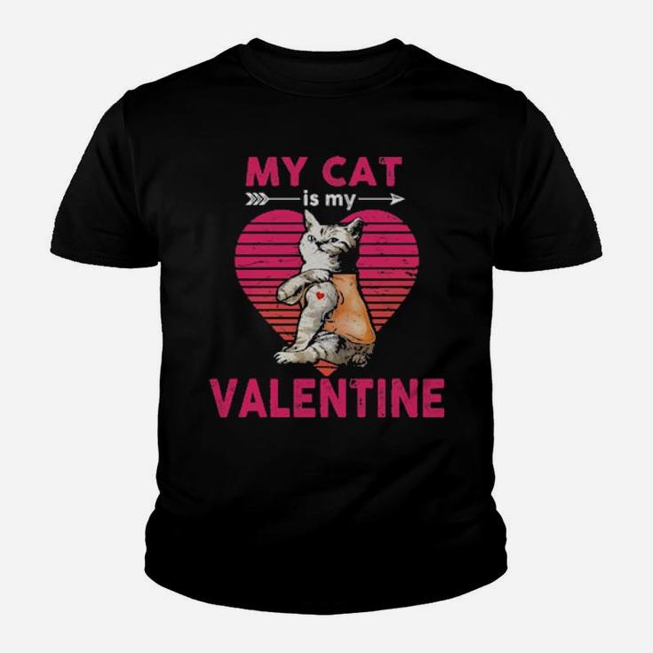 My Cat Is My Valentine Heart Vintage Youth T-shirt