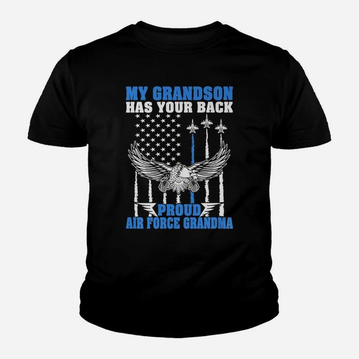 My Grandson Has Your Back Proud Air Force Grandma Military Youth T-shirt