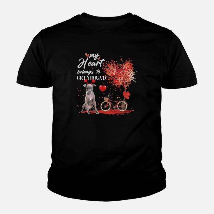 My Heart Belong To Greyhound Valentines Day Youth T-shirt