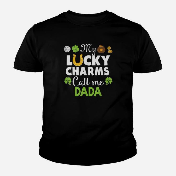 My Lucky Charms Call Me Dada Shamrock St Patrick Horseshoe Youth T-shirt