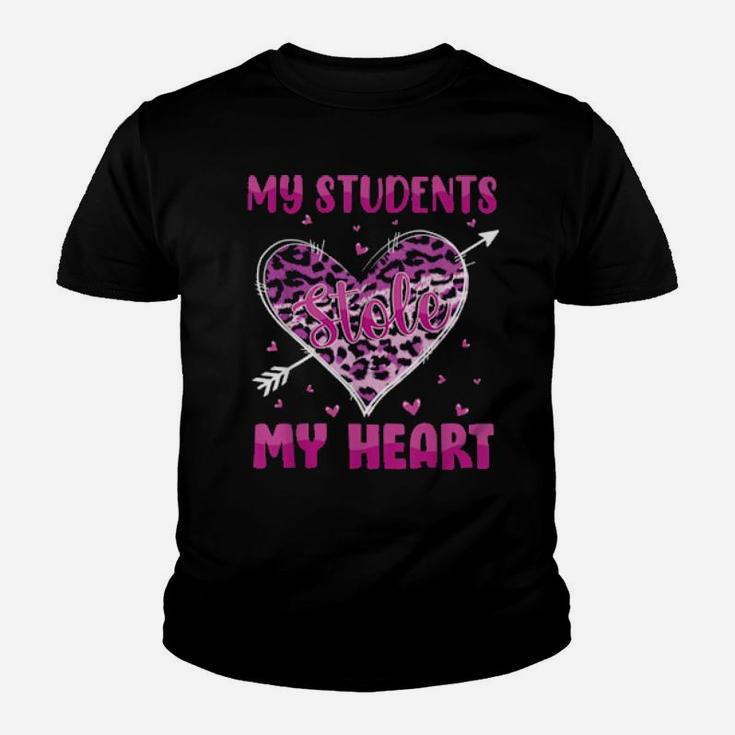 My Students Stole My Heart Shirt Teachers Valentines Leopard Youth T-shirt