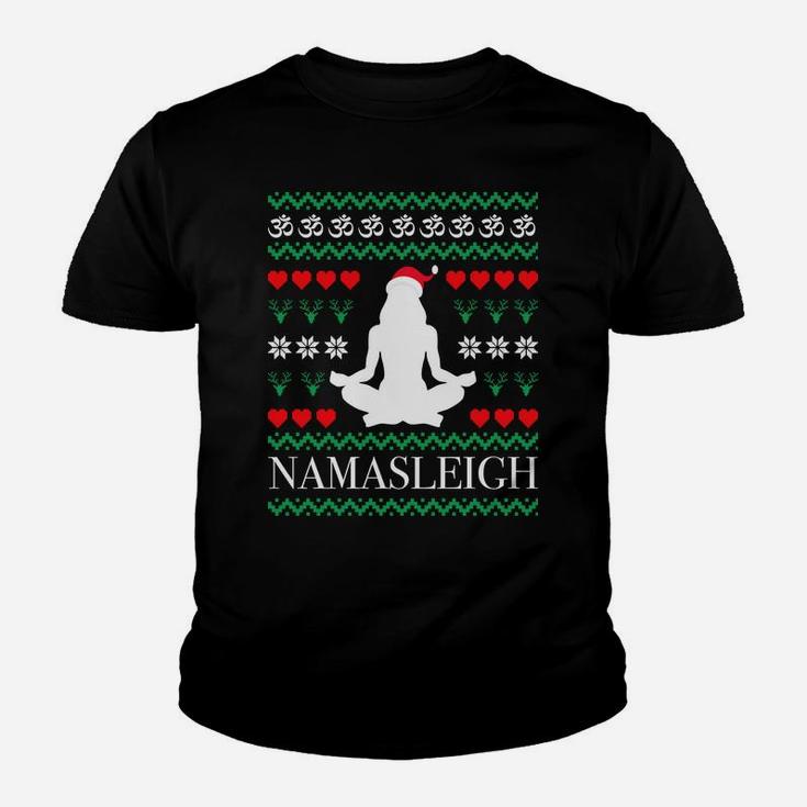 Namasleigh Yoga Xmas Yogi Namaste Om Gift Ugly Christmas Sweatshirt Youth T-shirt
