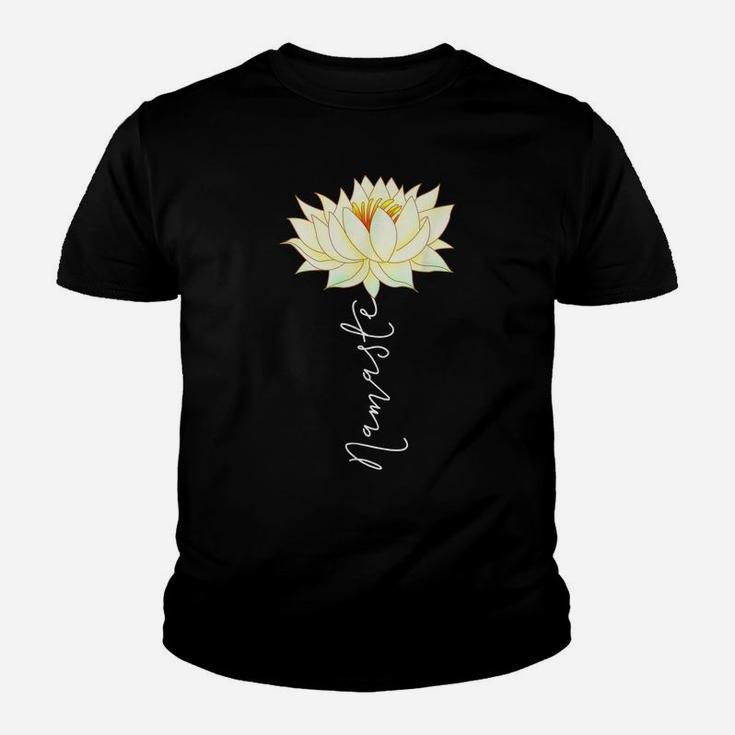 Namaste Yoga Saying Yellow White Lotus Flower Boho Zen Youth T-shirt