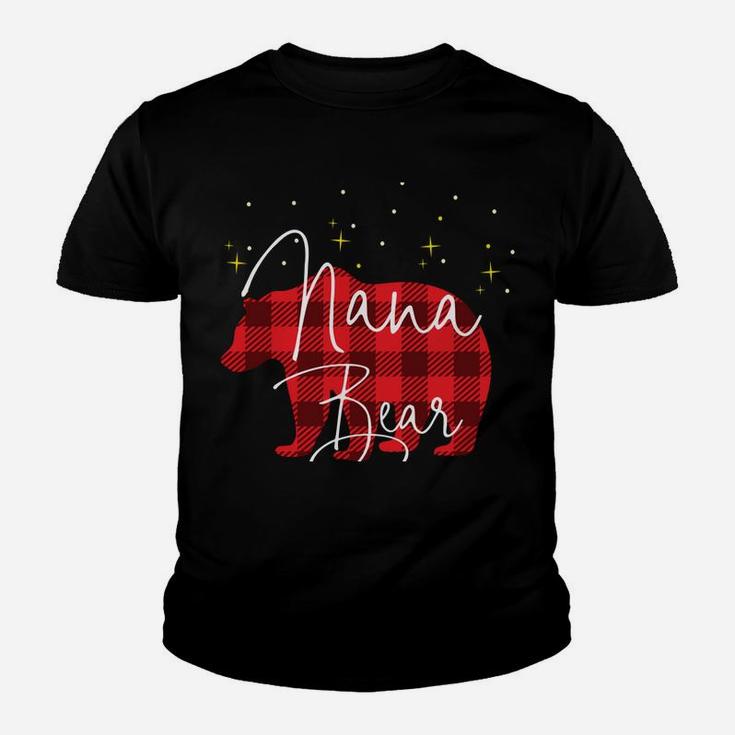 Nana Bear Christmas Pajama Red Plaid Buffalo Matching Youth T-shirt