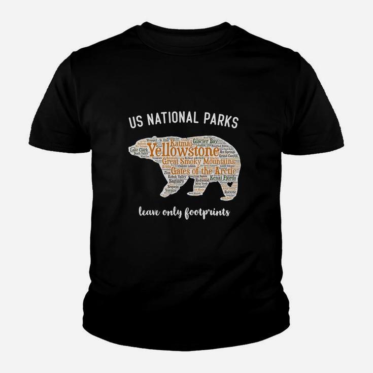 National Parks Bear T Shirt Lists All 59 National Parks Pyf Black Youth T-shirt