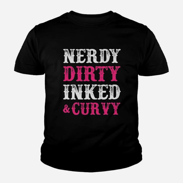 Nerdy Dirty Inked And Curvy Tattoo Youth T-shirt
