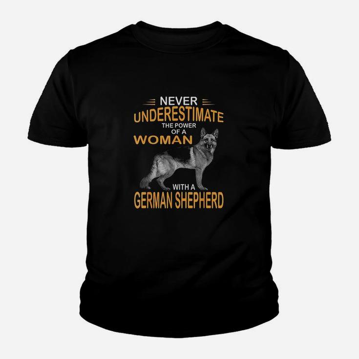 Never Underestimate A Woman With A German Shepherd Youth T-shirt