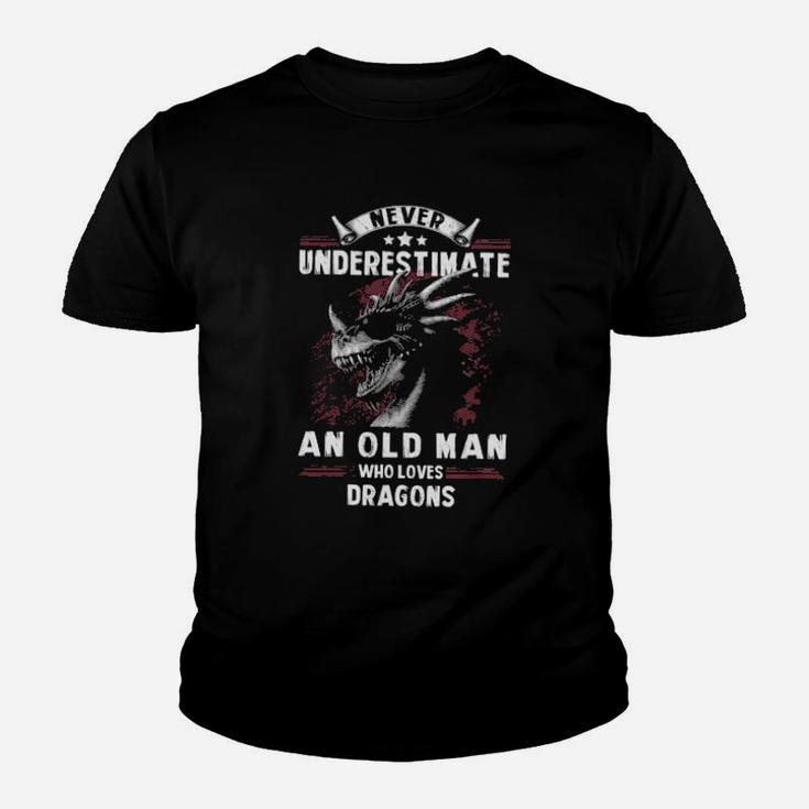 Never Underestimate An Old Man Who Loves Dragons Youth T-shirt
