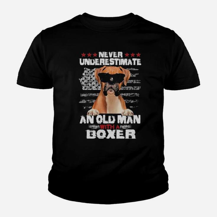 Never Underestimate An Old Man With A Boxer Youth T-shirt