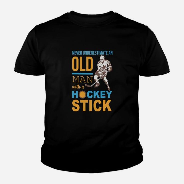 Never Underestimate An Old Man With A Hockey Stick Youth T-shirt